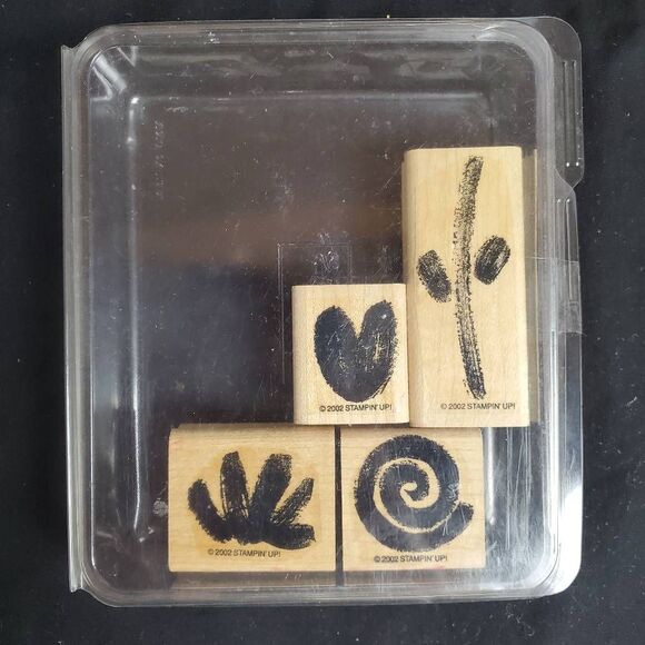 Stampin’ Up! Retired Bold Basics Rubber Stamp Set of 4 – Abstract Shapes NEW - Picture 1 of 2